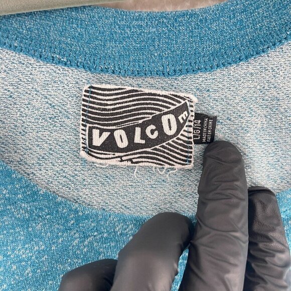 Volcom Blue Heathered Pullover Sweater Womens Long Sleeve Scoop Neck Size Large‎ - Picture 8 of 11